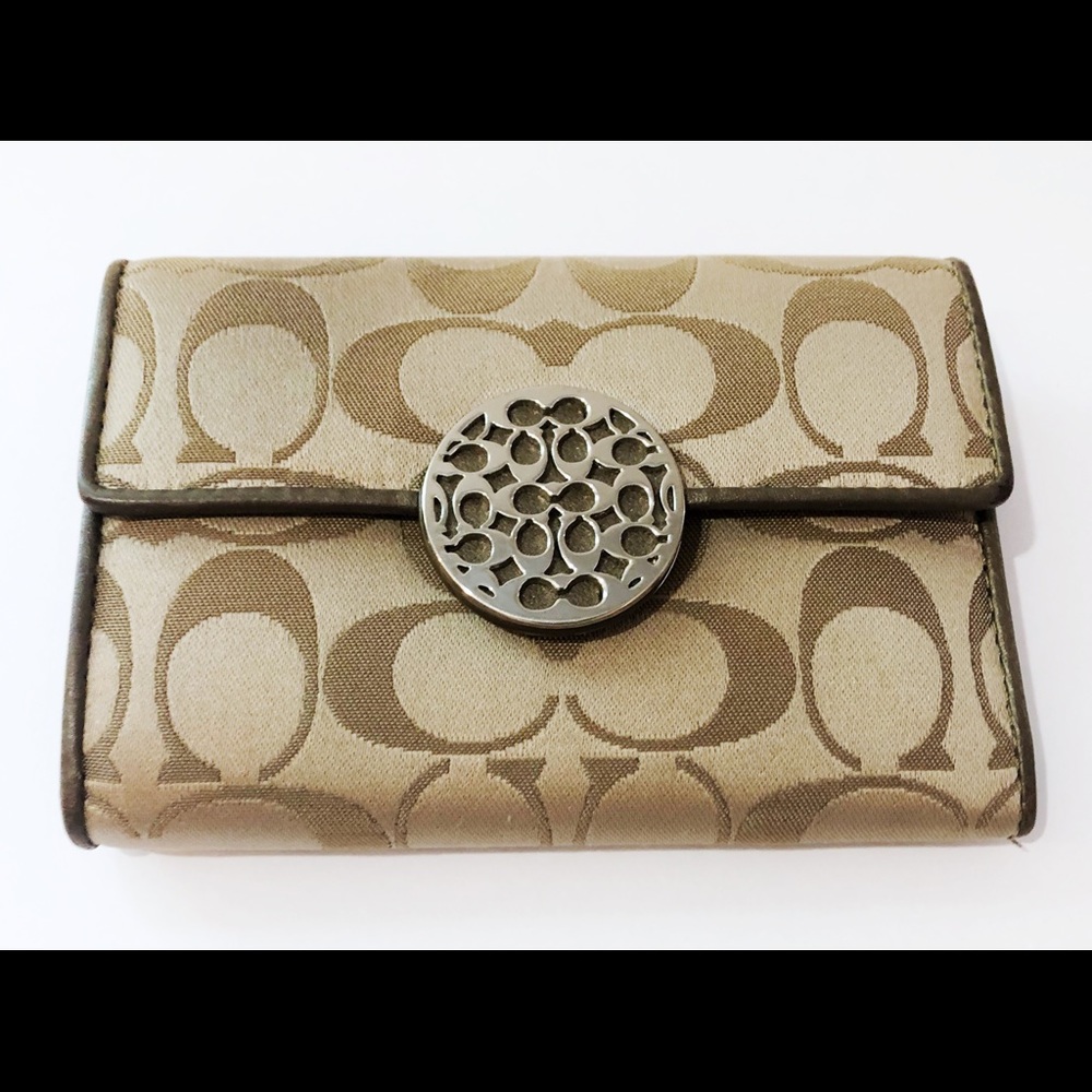 Coach Signature Jacquard TriFold Logo Snap Wallet